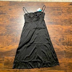 Brand new black Cider satin dress with bra detail. Size medium